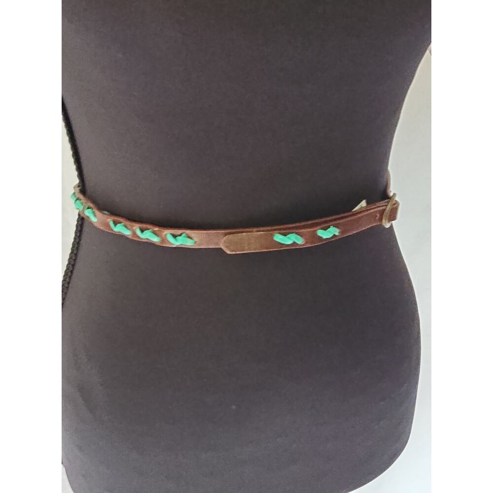 Thin leather belt with‎ blue cording - Picture 2 of 4